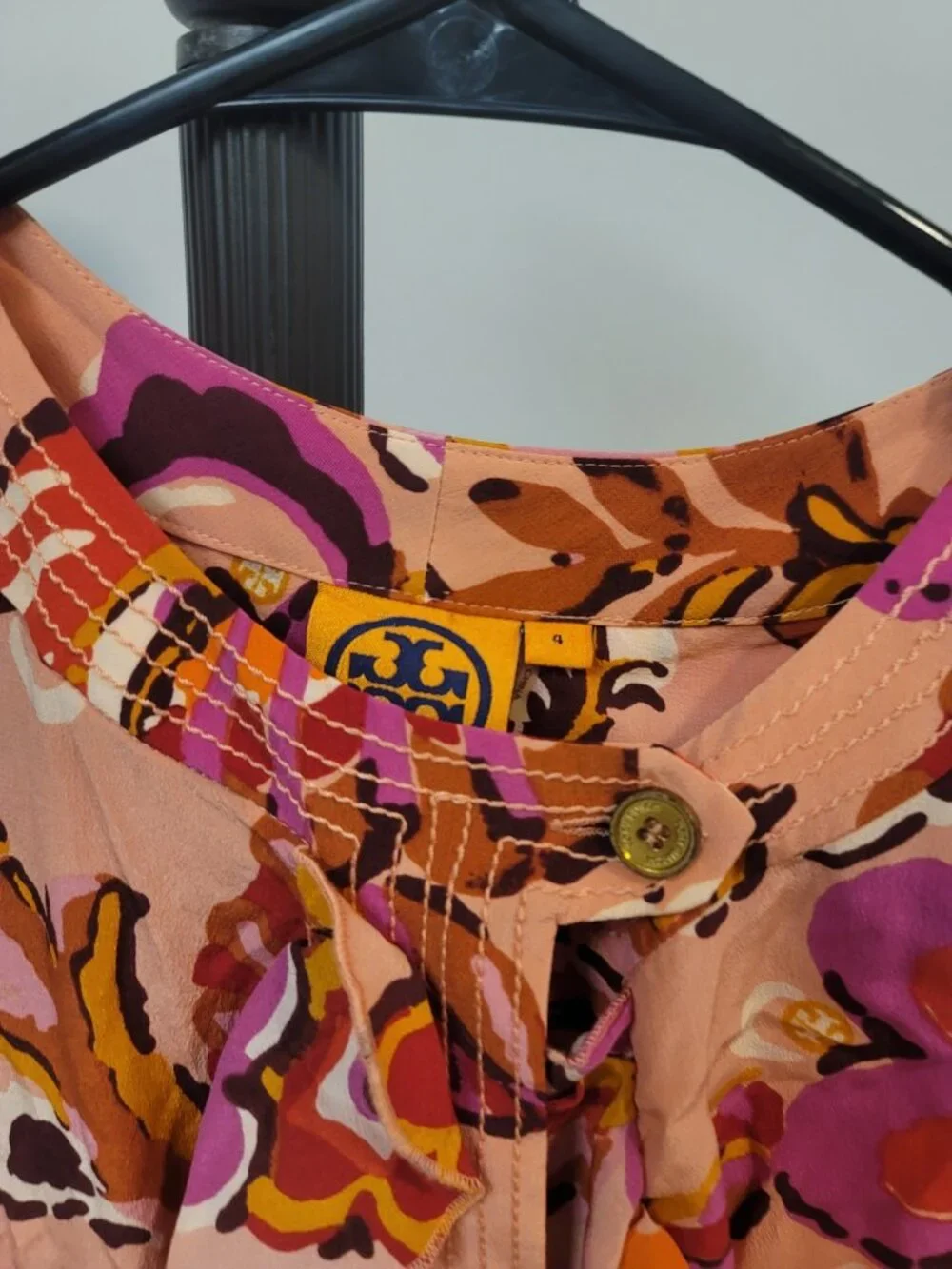 Tory Burch Darilynn Pink Grapefruit Wildflower Ruffle Silk Dress 4 $498 NWOT